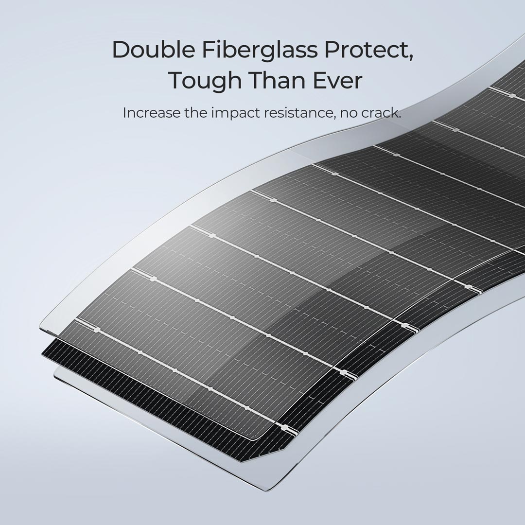 BougeRV Arch 100W Ultra-Flexible Fiberglass Curved Solar Panel - Harness the Sun's Power Anywhere