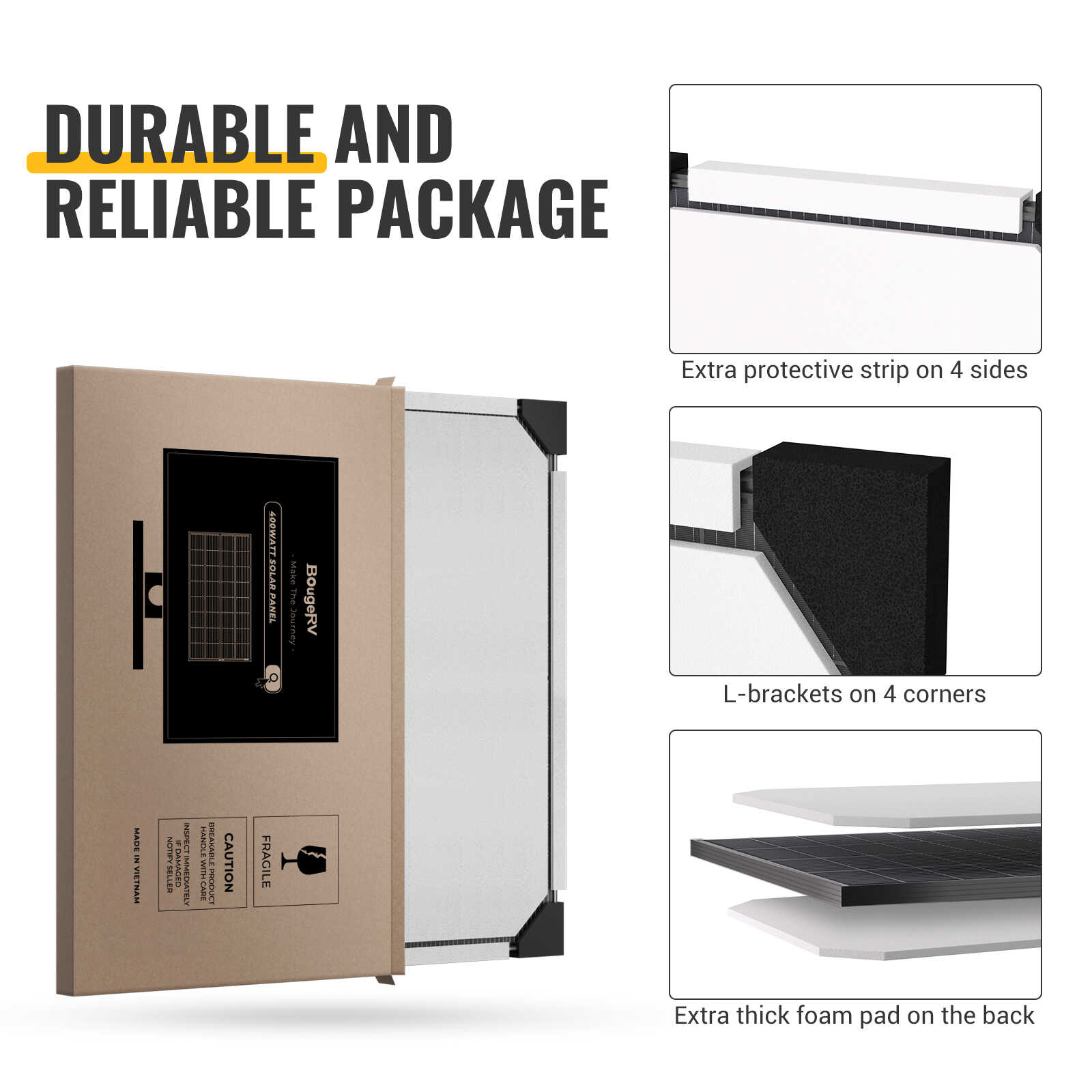 BougeRV 400W Ultra-Efficient Bifacial 10BB Mono Solar Panel