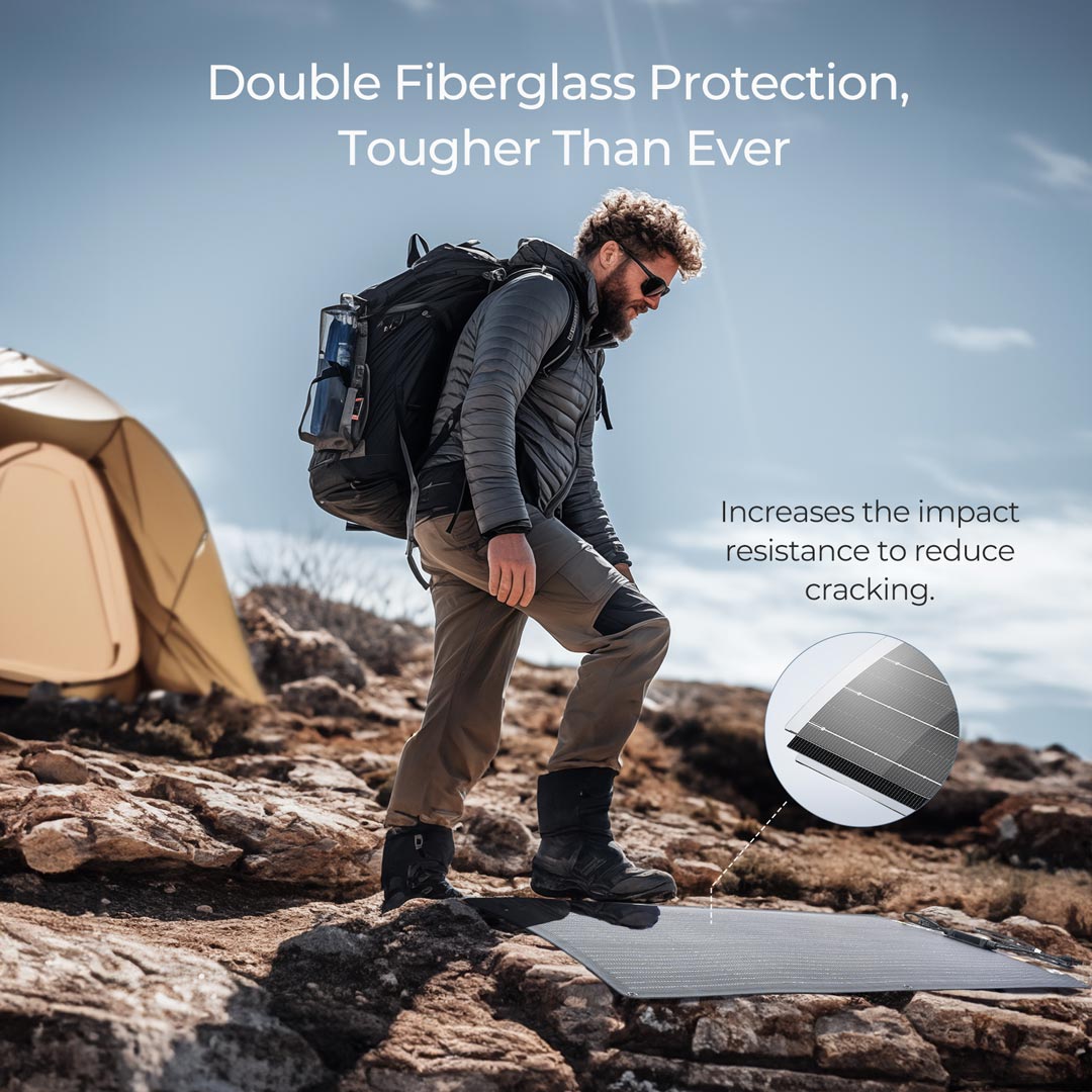 BougeRV Arch 100W Ultra-Flexible Fiberglass Curved Solar Panel - Harness the Sun's Power Anywhere