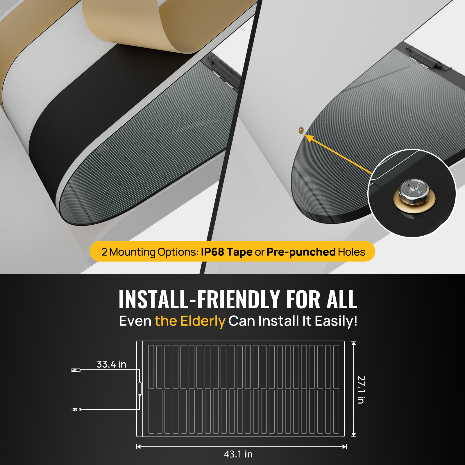 BougeRV Yuma 100W Flexible CIGS Solar Panel with Pre-Punched Holes - Compact & Powerful