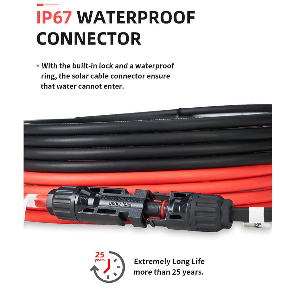 BougeRV 10Ft 10AWG Solar Extension Cable with Free Connectors - Power Your Solar Setup Effortlessly!