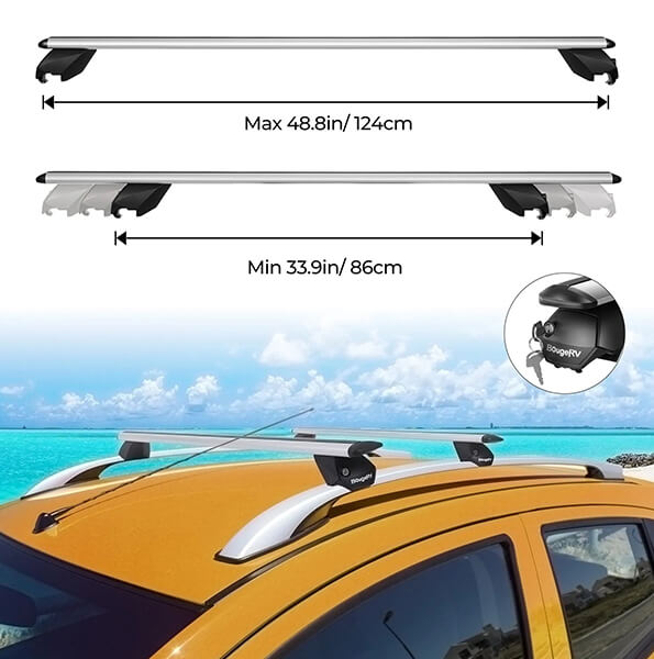 BougeRV 47'' Universal Silver Roof Rack Cross Bars - Your Adventure Companion