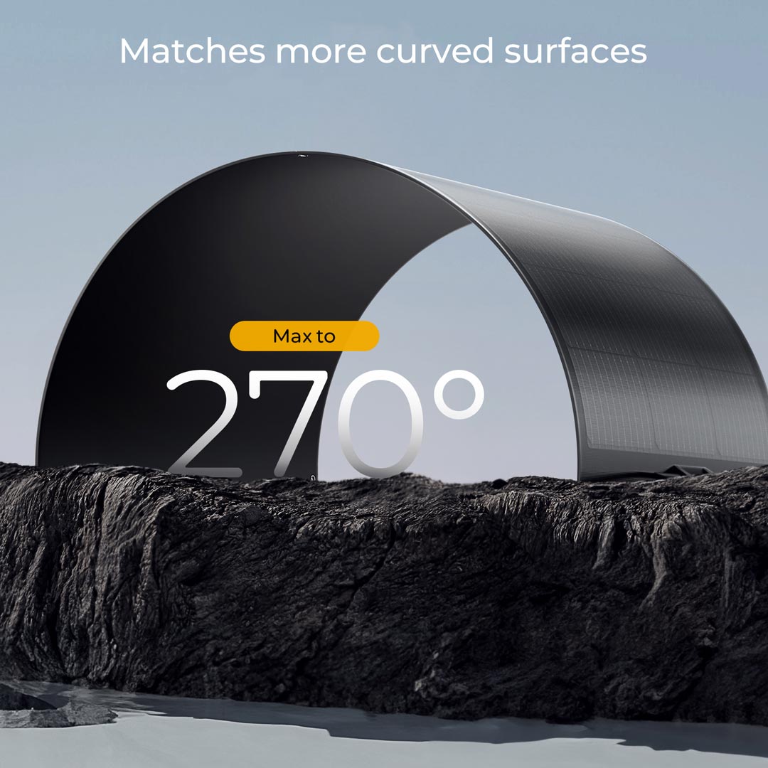 BougeRV Arch 100W Ultra-Flexible Fiberglass Curved Solar Panel - Harness the Sun's Power Anywhere