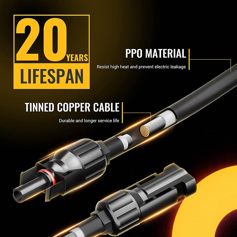 BougeRV Super Long 5-in-1 Solar Y Connector for Solar Panels - Simplify Your Solar Setup!