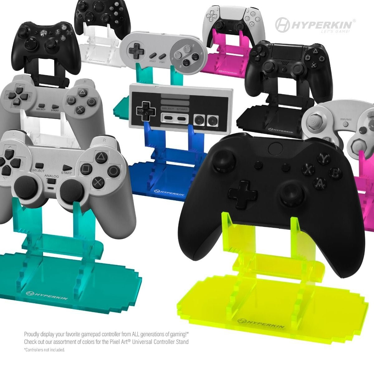 Hyperkin Green Pixel Art Universal Acrylic Controller Stand for Xbox, Playstation, Nintendo - Show Off Your Gamepads!
