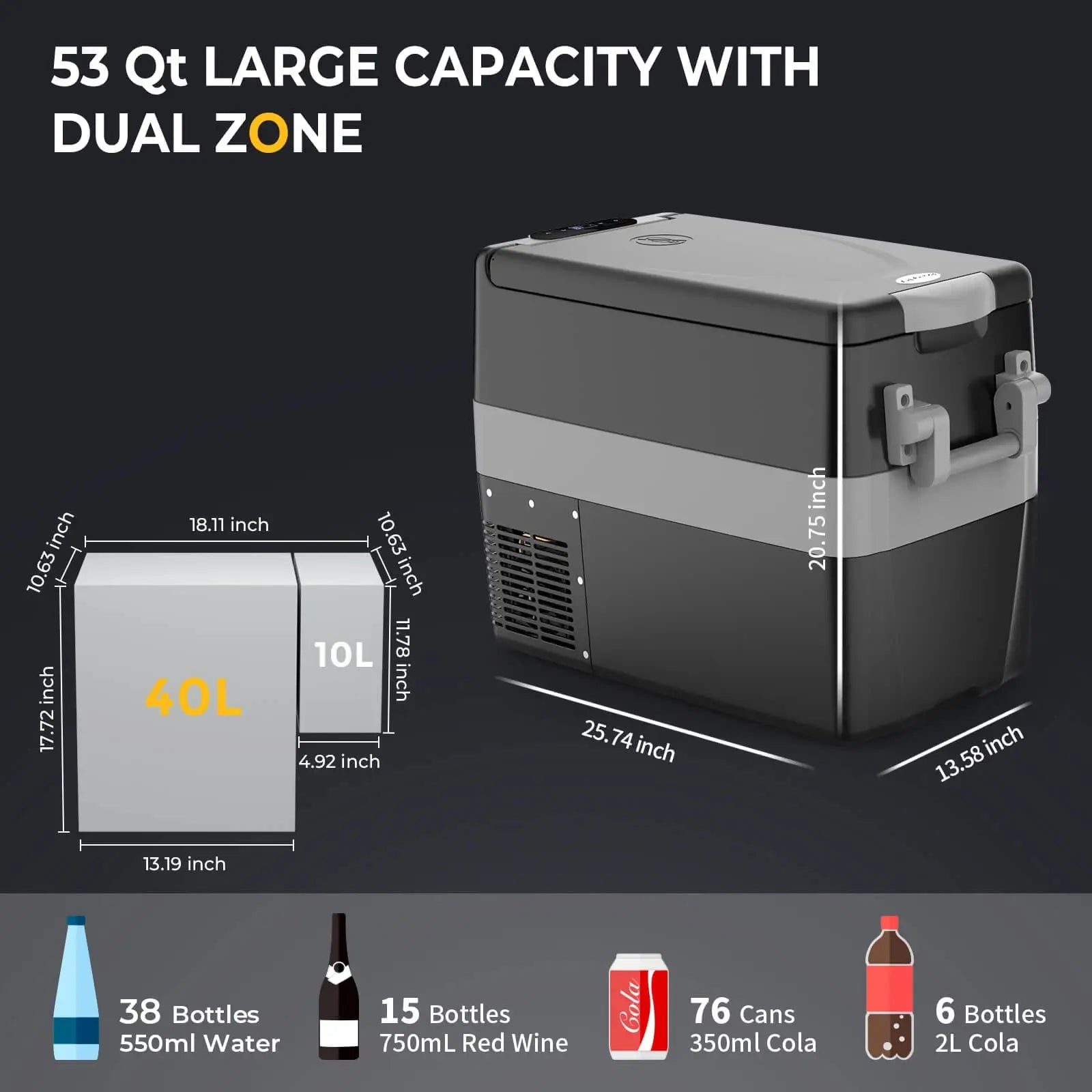 BougeRV 50L Portable Car Freezer - Keep Your Drinks and Food Cool on the Go