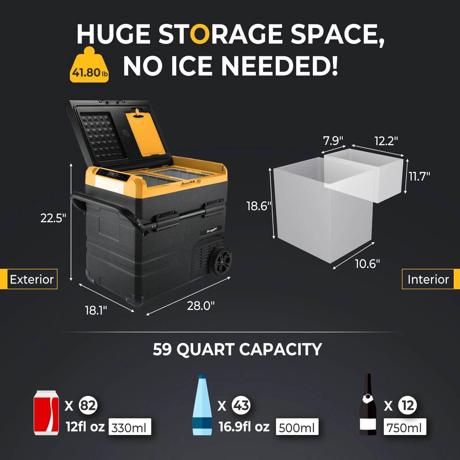 BougeRV CR55 59-Quart (55L) All-in-One Portable Refrigerator Freezer - Your Ultimate Outdoor Companion