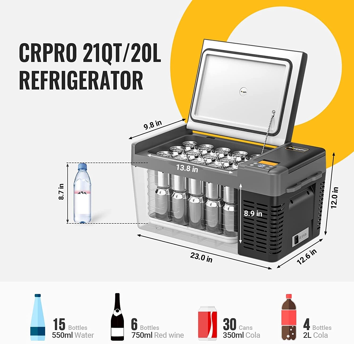 BougeRV CRPRO20 21-Quart 12V Ultra-Portable Car Fridge Freezer - Your Adventure Companion