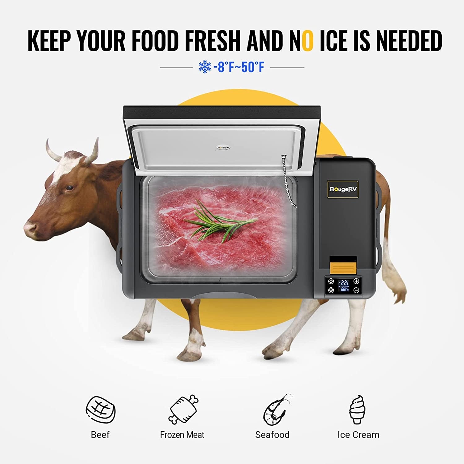 BougeRV CRPRO20 21-Quart 12V Ultra-Portable Car Fridge Freezer - Your Adventure Companion