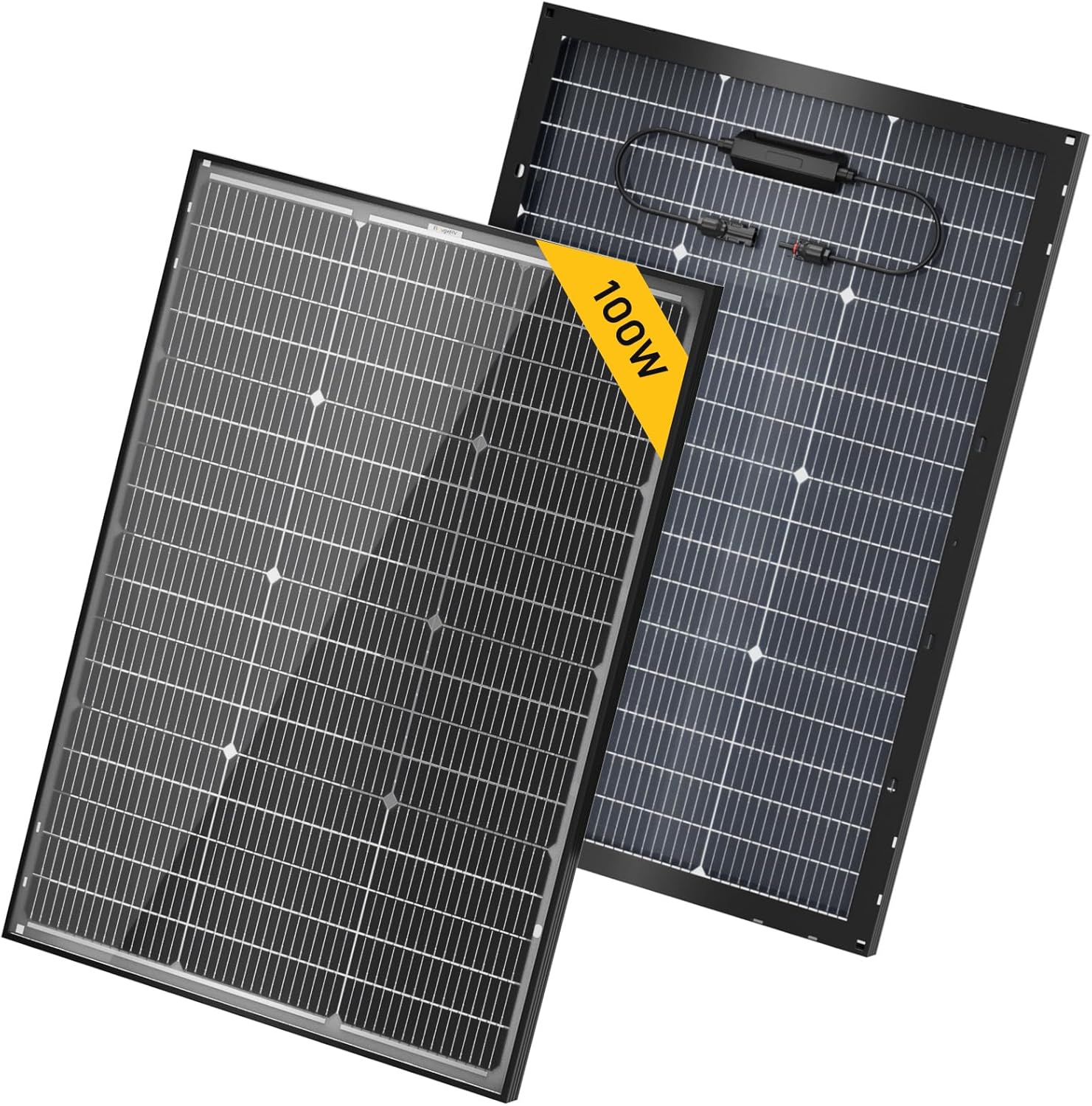 BougeRV 16BB N-Type Dual-Face 12V/24V 100W Solar Panel for Off-Grid Adventures