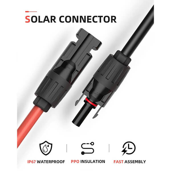 BougeRV 10Ft 10AWG Solar Extension Cable with Free Connectors - Power Your Solar Setup Effortlessly!