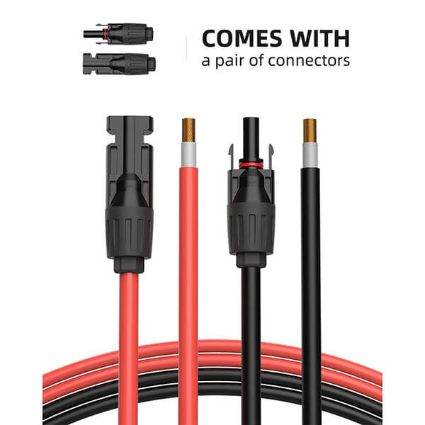 BougeRV 10Ft 10AWG Solar Extension Cable with Free Connectors - Power Your Solar Setup Effortlessly!