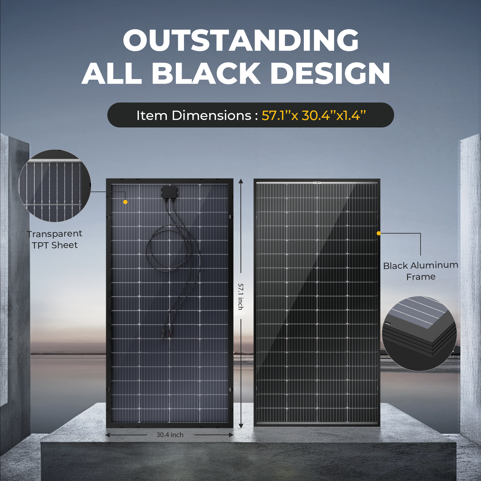 BougeRV 200W High - Performance Bifacial Mono Solar Panel