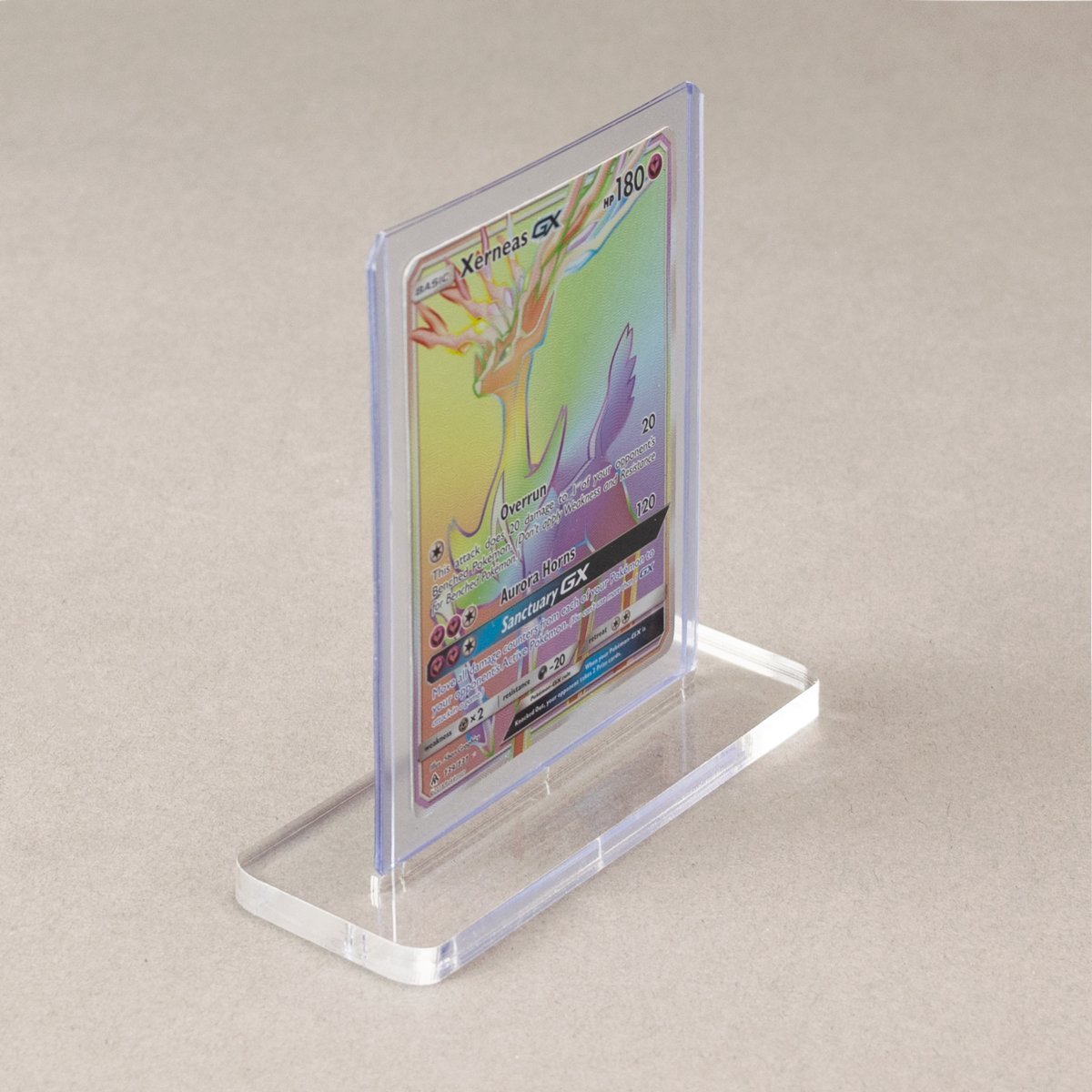 Showcase Your Pokémon, YuGiOh, MTG, and Sports Trading Cards in Style with Our 5-Pack Crystal Clear or Rose Colored Display Stand