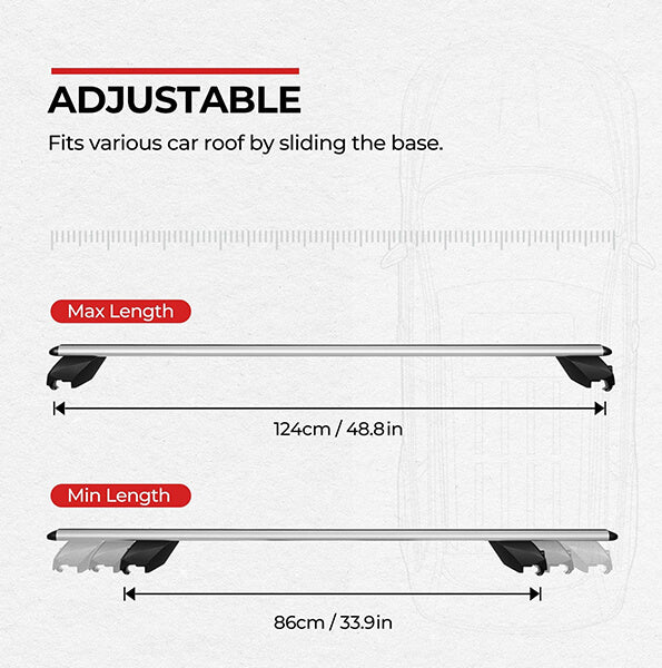 BougeRV 47'' Universal Silver Roof Rack Cross Bars - Your Adventure Companion