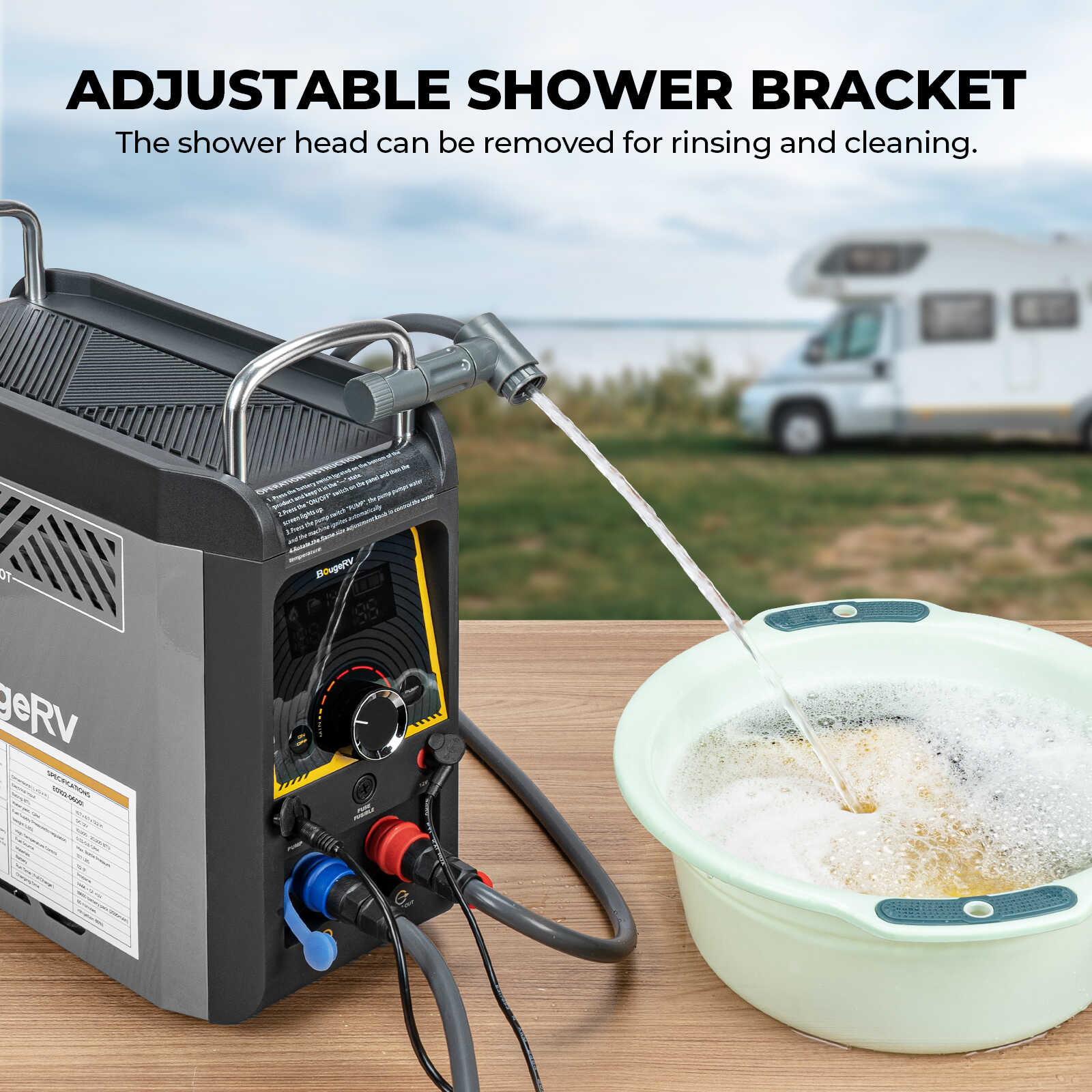 BougeRV's Ultra-Compact Propane-Powered Outdoor Camping Water Heater - Your On-the-Go Hot Water Solution!