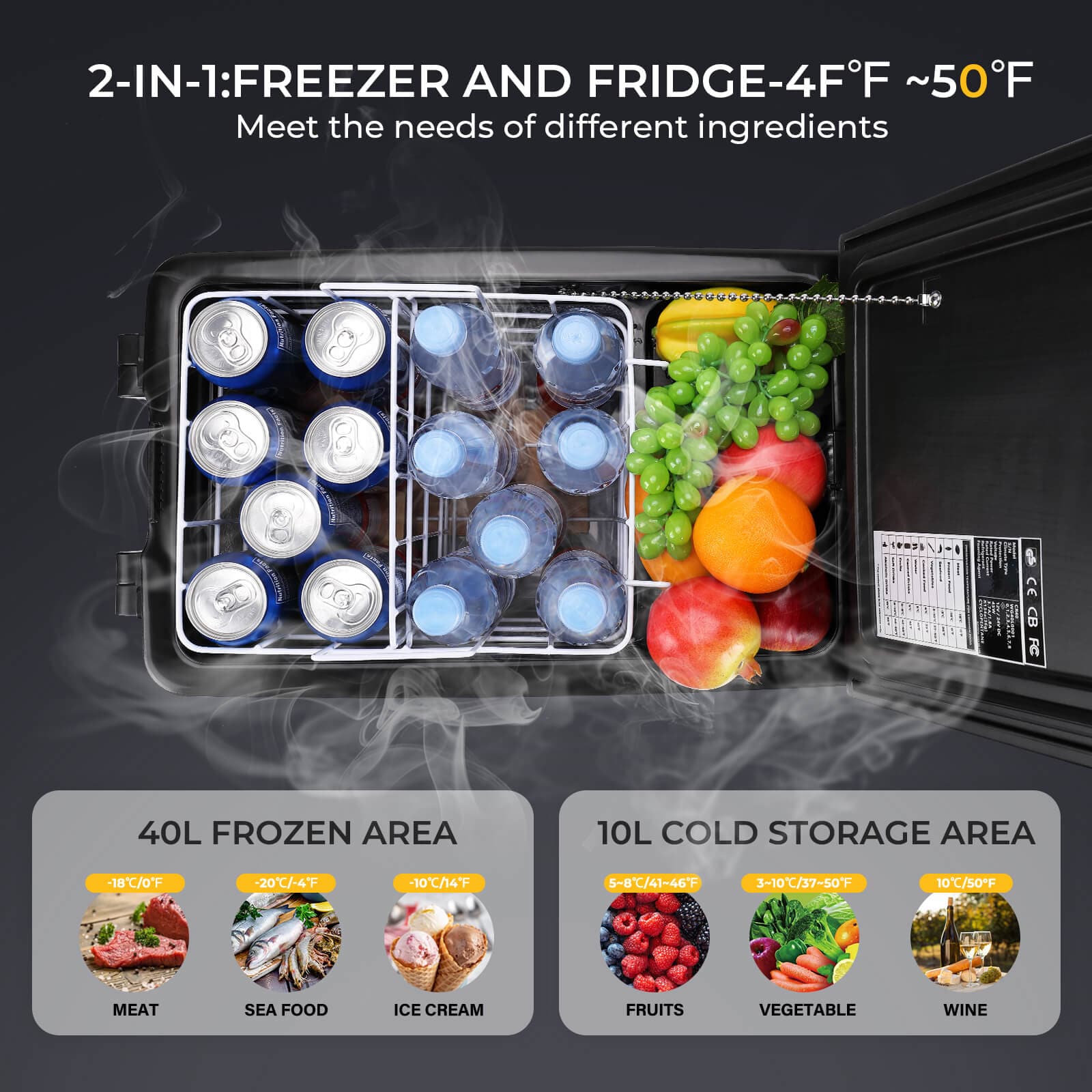 BougeRV 50L Portable Car Freezer - Keep Your Drinks and Food Cool on the Go