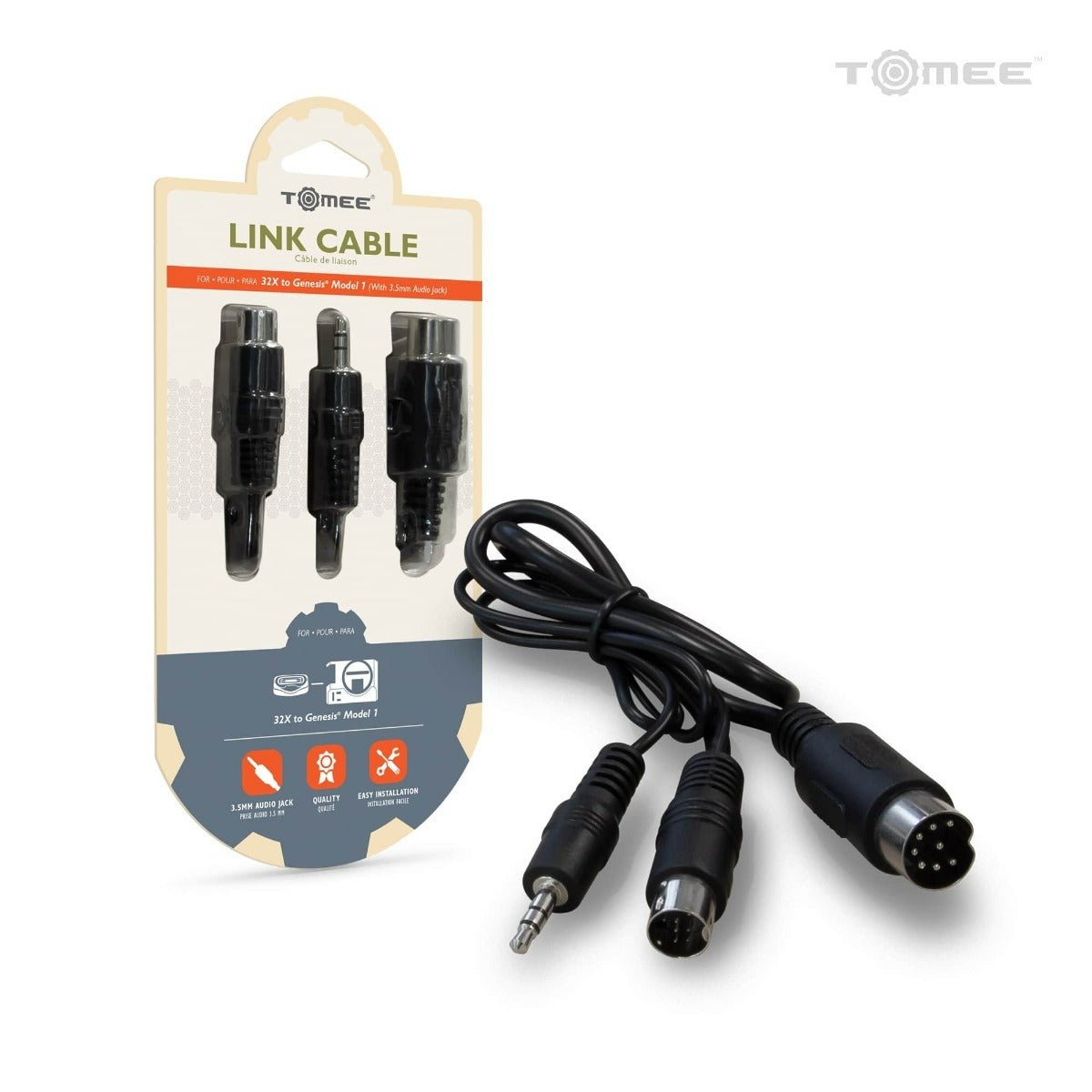 Tomee's Essential 32X to Sega Mega Drive (Genesis model 1) Link Cable - Black