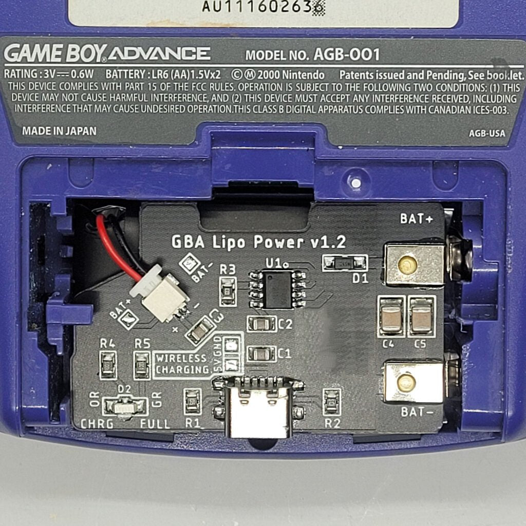 Helder's 1300mAh USB C Rechargeable Battery Pack for Nintendo Game Boy Advance - Power Up Your Gaming!