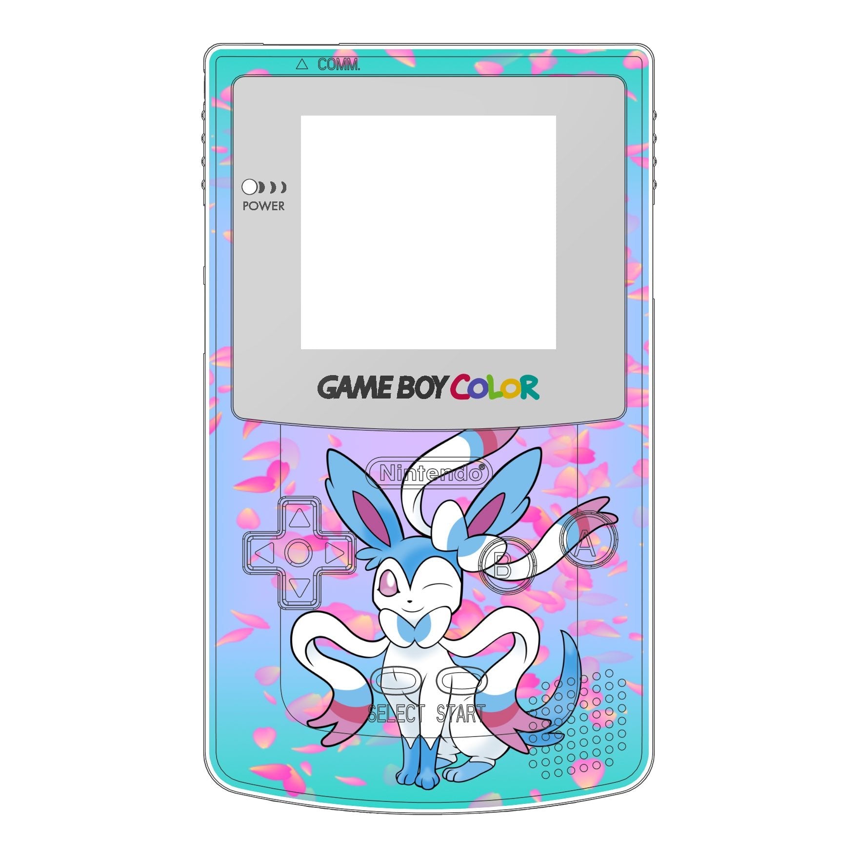 Custom Sylveon-Inspired UV Printed Shell for Nintendo Game Boy Color - Transform Your Console!