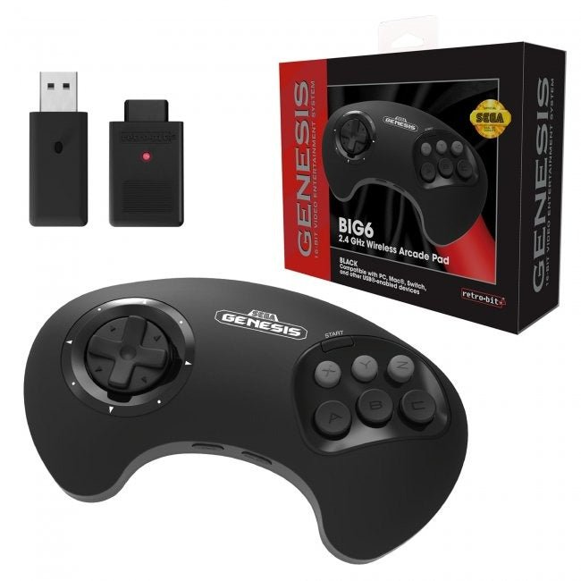 Retro-Bit BIG6 Wireless Controller - The Ultimate Gaming Companion for Sega Mega Drive/Genesis, PC & Mac